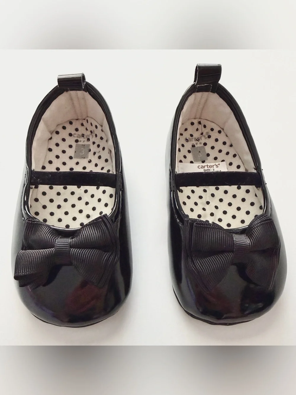 Carter's Baby Girl Black Patent Bow Mary Jane Walker Shoes - Size 3